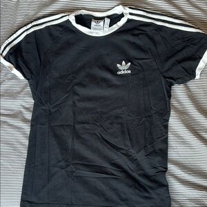 Adidas Classic 3-Stripe Black Tee with White Accents